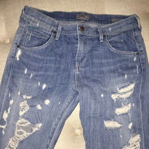 A GOLD E distressed cropped jeans